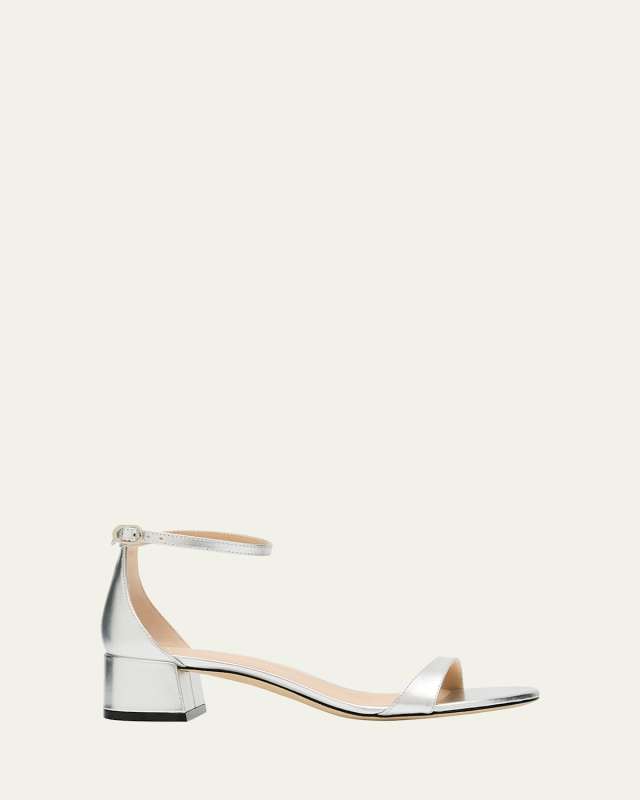 Nudist Metallic Ankle-Strap Sandals